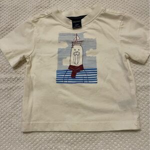 Nautica White Tee with Blue and Red Walrus Graphic